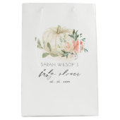 Elegant White Pumpkin Blush Floral Baby shower Medium Cadeauzakje (Voorkant)