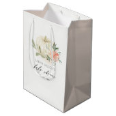 Elegant White Pumpkin Blush Floral Baby shower Medium Cadeauzakje (Achterkant Gekanteld)