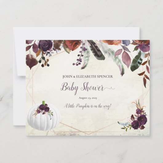 Elegant White Pumpkin Guining Baby shower Game Kaart (Achterkant)