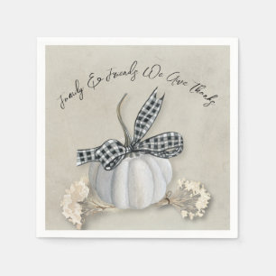 Elegant White Pumpkin Herfst Thanksgiving Family Servet