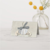 Elegant White Pumpkin Herfst Thanksgiving Plaatskaartje (Achterkant)