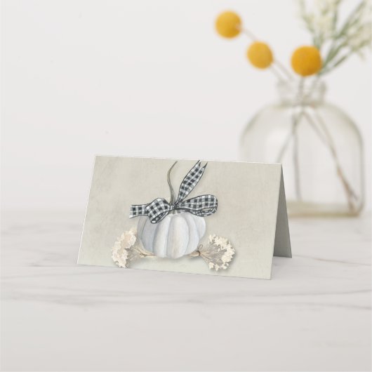 Elegant White Pumpkin Herfst Thanksgiving Plaatskaartje (Achterkant)