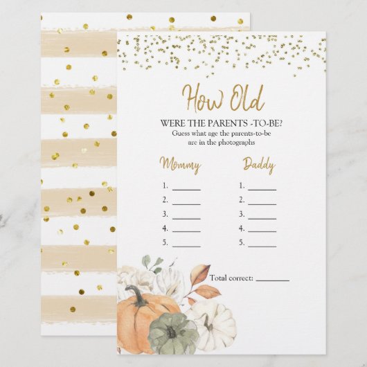 Elegant White Pumpkin Hoe oud waren de ouders? (Voorkant / Achterkant)