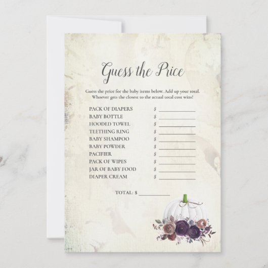 Elegant White Pumpkin raadt de prijs Kaart (Voorkant)