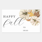 Elegant White Pumpkins Happy Herfst Favor Gift Rechthoekige Sticker (Voorkant)