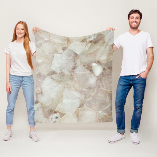 Elegant White Quartz Print Fleece Blanket Deken (In situ)