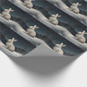 Elegant white rabbit Christmas snowy woodland Cadeaupapier (Hoek)