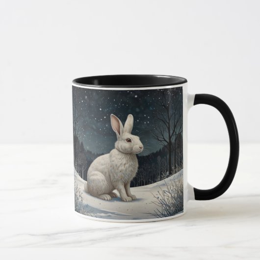 Elegant white rabbit Christmas snowy woodland Mok (Rechts)