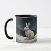 Elegant white rabbit Christmas snowy woodland Mok (Links)