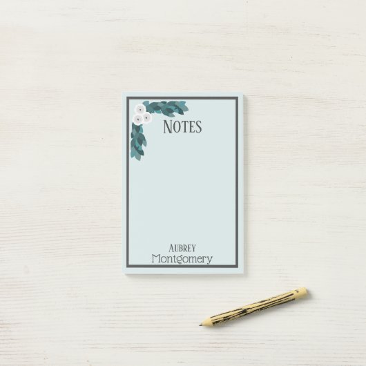 Elegant White Ranunculus & Foliage Persoonlijk Post-it® Notes (Op bureau)