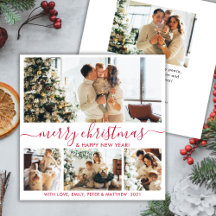 Elegant White Red 4 Foto Collage Kerstfeestje