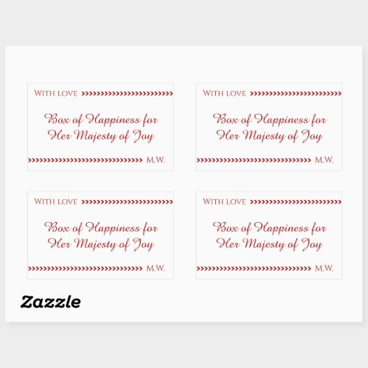 Elegant White & Red “Box of Happiness” Sticker (Vel)