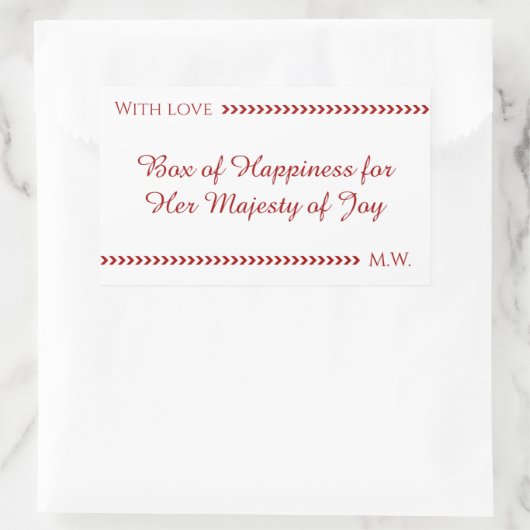 Elegant White & Red “Box of Happiness” Sticker (Tas)