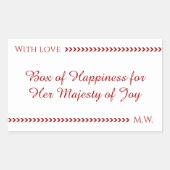 Elegant White & Red “Box of Happiness” Sticker (Voorkant)