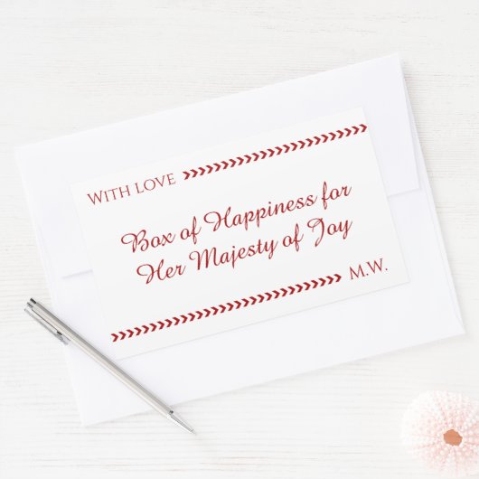 Elegant White & Red “Box of Happiness” Sticker (Envelop)