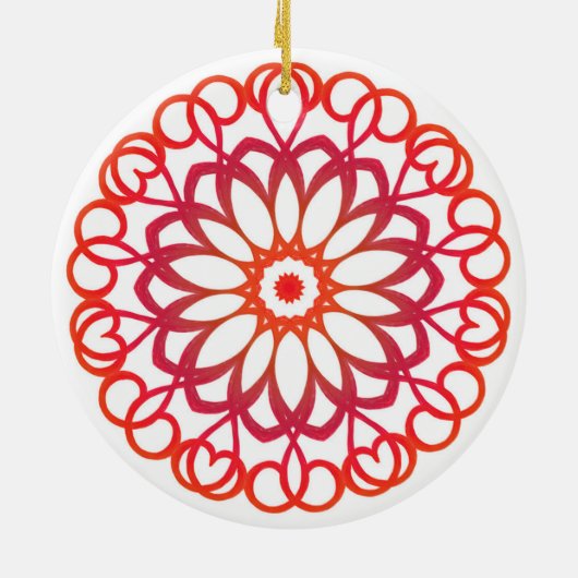 Elegant White & Red  Cute Decorative Mandala Keramisch Ornament (Achterkant)