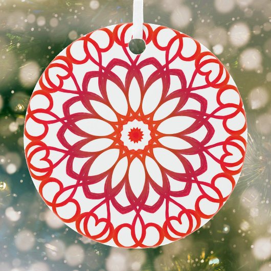 Elegant White & Red  Cute Decorative Mandala Metalen Ornament