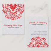 Elegant White & Red Damkers & Lace Visitekaartje (Voorkant / Achterkant)