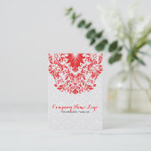 Elegant White & Red Damkers & Lace Visitekaartje (Staand voorkant)