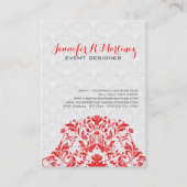 Elegant White & Red Damkers & Lace Visitekaartje (Achterkant)