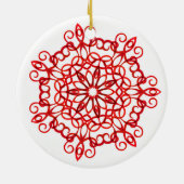 Elegant White & Red Decorative Mandala Cute Xmas Keramisch Ornament (Achterkant)