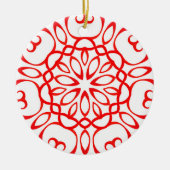 Elegant White & Red Decorative Mandala Cute Xmas Keramisch Ornament (Voorkant)