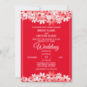 Elegant White Red Floral Wedding Kaart (Voorkant)