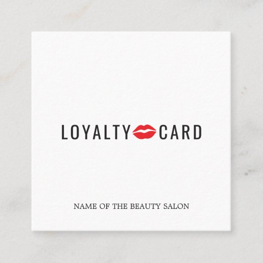 Elegant White Red Lips Makeup Loyalty Kaart (Voorkant)