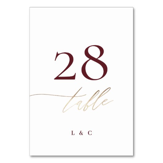 Elegant White Red Plum Burgundy Gold Het huwelijk Kaart (Achterkant)