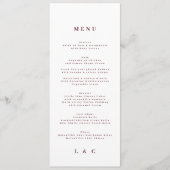 Elegant White Red Plum Burgundy The Wedding Menu (Voorkant)