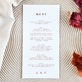 Elegant White Red Plum Burgundy The Wedding Menu