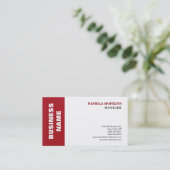 ELegant White Red Striped Manager Minimalistische  Visitekaartje (Staand voorkant)