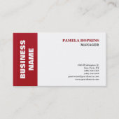 ELegant White Red Striped Manager Minimalistische  Visitekaartje (Voorkant)