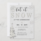 Elegant White Rhinestone Holiday Laat het sneeuwfe Kaart (Voorkant)