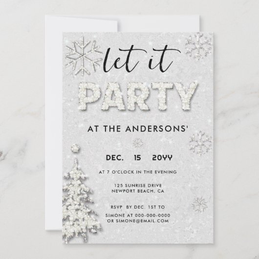 Elegant White Rhinestones - Kerstfeest Kaart (Voorkant)