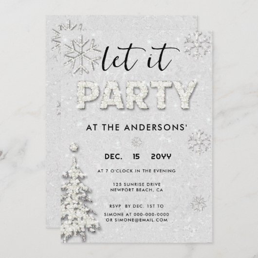 Elegant White Rhinestones - Kerstfeest Kaart (Voorkant / Achterkant)