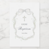 Elegant White Ribbon Baby's Breath Baptism Wijn Etiket (Enkel label)