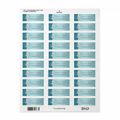 Elegant White Ribbon Turquoise Wedding Address Etiket (Full Sheet)