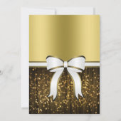 Elegant White Ribbons Gold Wedding Kaart (Achterkant)