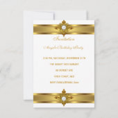 Elegant White  Rich Gold Birthday Party Kaart (Achterkant)
