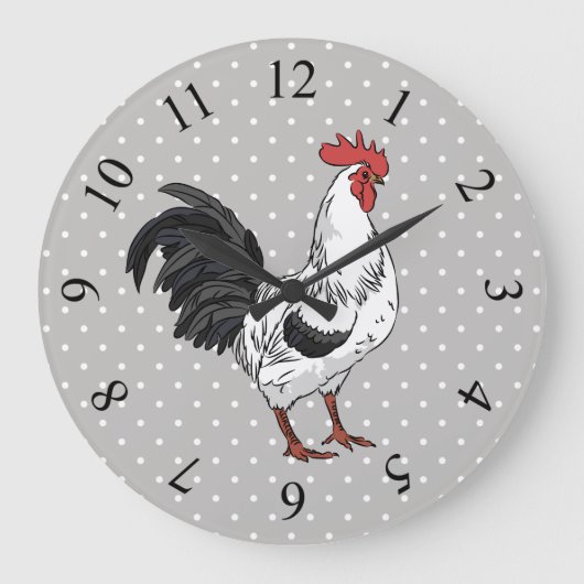 Elegant White Rooster Wall klok (Voorkant)