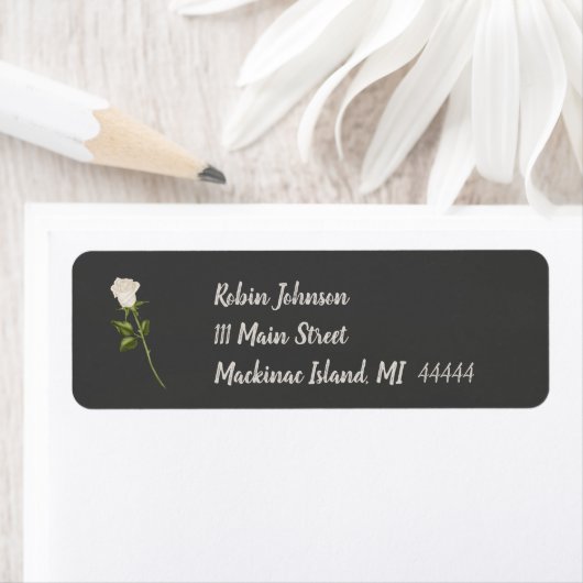 Elegant White Rose Address Label (Insitu)