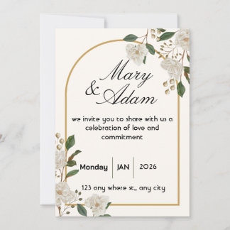 Elegant White Rose Arch Wedding Invitation Kaart