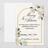 Elegant White Rose Arch Wedding Invitation Kaart (Voorkant / Achterkant)