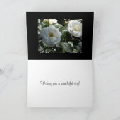 Elegant White Rose Birthday Kaart (Binnen)