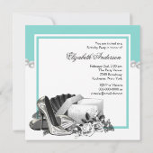 Elegant White Rose Blauwgroen Blue verjaardagsfees Kaart (Achterkant)