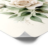 Elegant White Rose Botanical Greenery Neutral  Poster (Hoek)