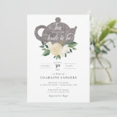 Elegant White Rose Bridal Tea Invitation Kaart (Staand voorkant)