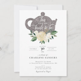 Elegant White Rose Bridal Tea Invitation Kaart