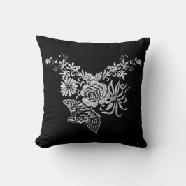 Elegant White Rose Butterfly Floral Kussen